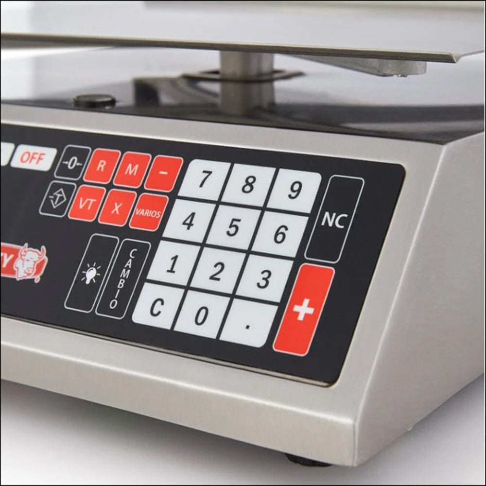 Báscula Digital Torrey MFQ-40 Capacidad de 40 kg Función peso precio y caja registradora Acero Inoxidable