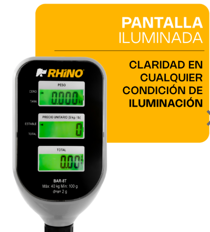 Báscula Digital Con Torreta Para 40kg Rhino Bar8t precisión de 3 gramos recargable