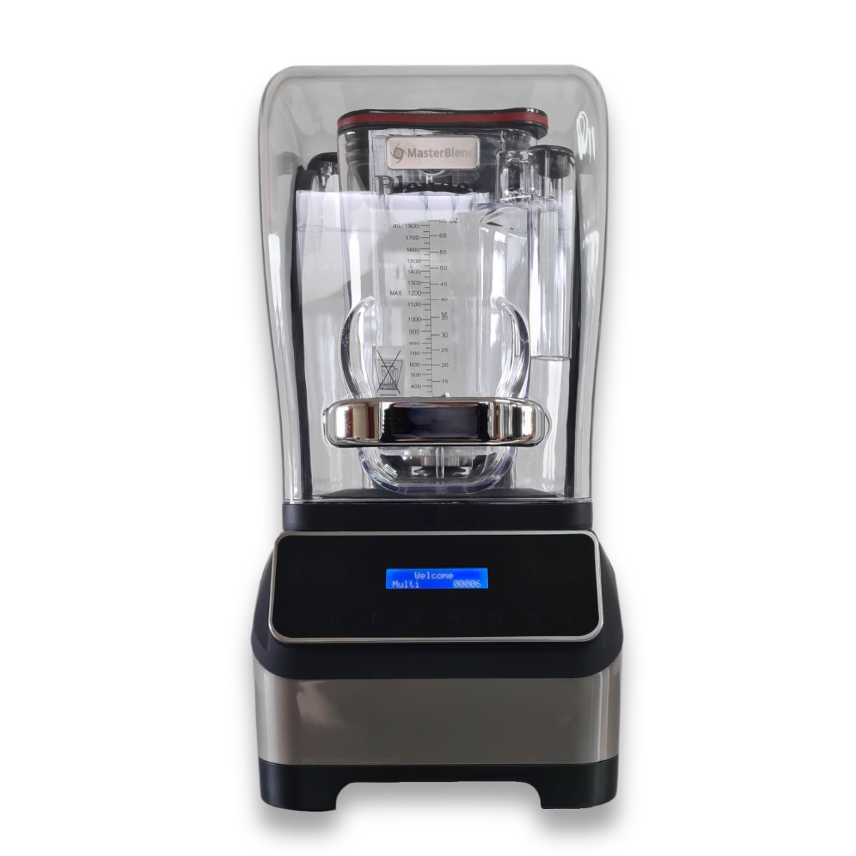 Licuadora Comercial Silenciosa Hielo Masterblend Vaso de 1.8l 2.2hp 100v con cubierta antiruido