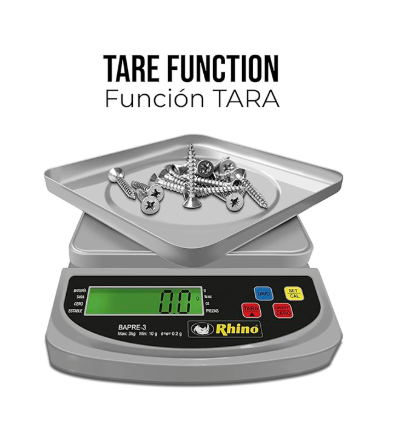 Bascula Digital De Precisión Rhino Bapre3 Capacidad 3kg Precisión 0.2 g