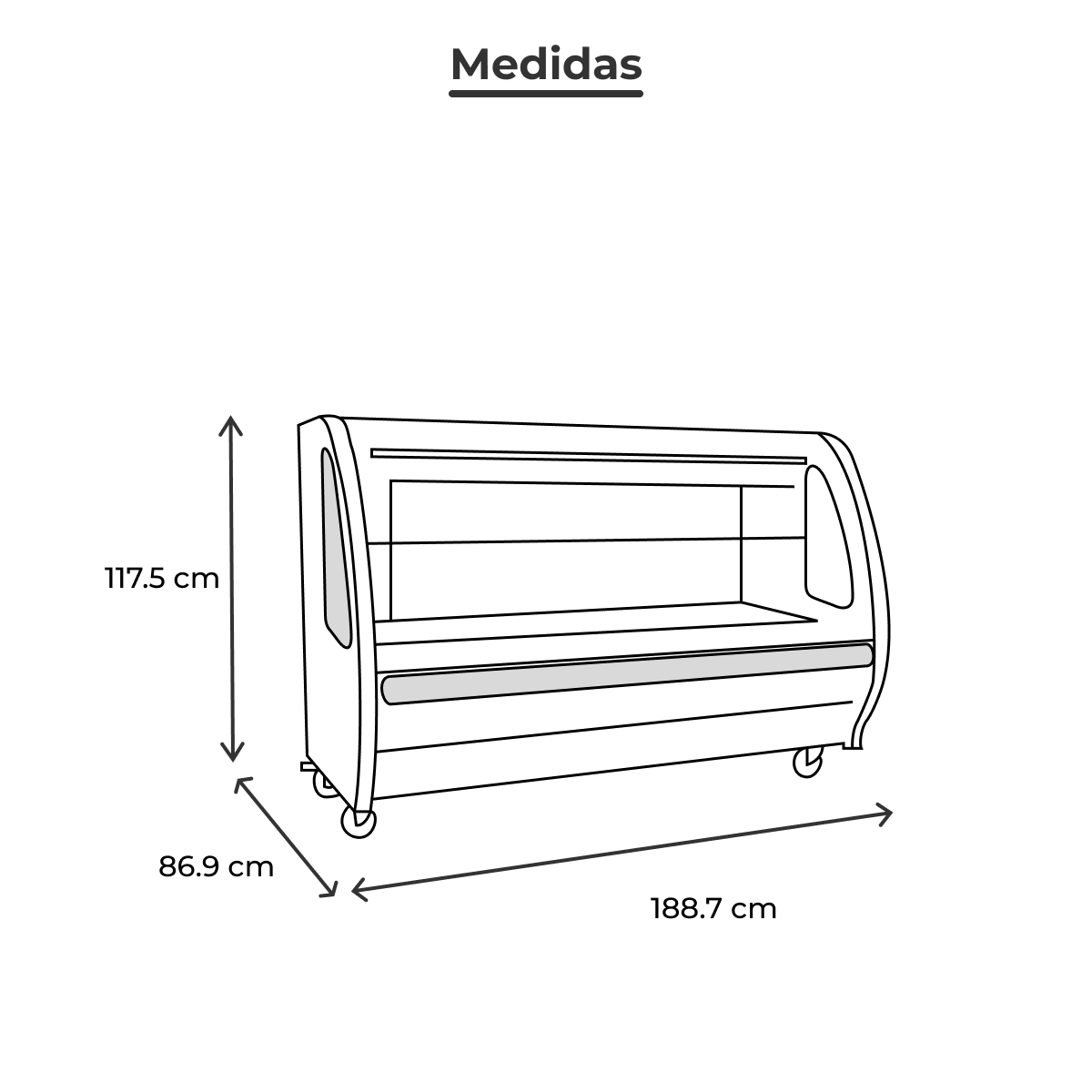 Vitrina Refrigerada Carnicera Torrey TEM200C Rango de Temperatura de - 5° a 0°C