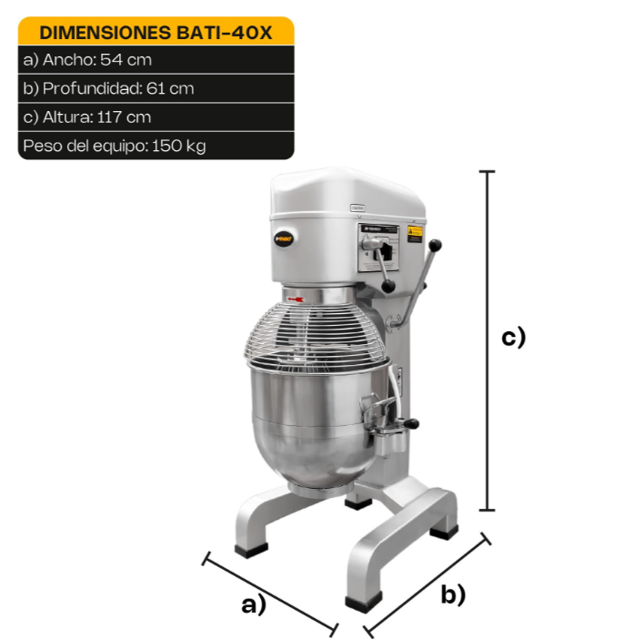 Batidora Comercial Rhino Bati-40x 1500w Amasado 9kg
