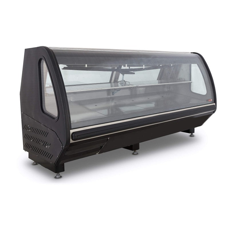 Vitrina Carnicera Curva 2 Puertas Autocontenida Torrey VCA250 Negra Rango Temp 6ºC a 2ºC.