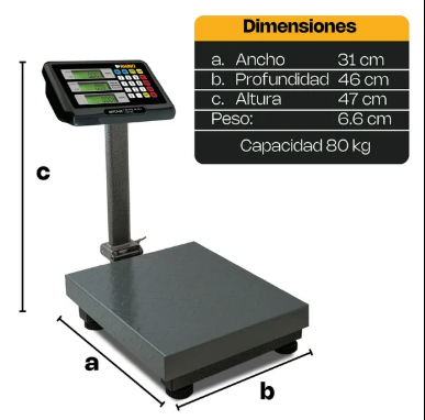 Báscula Comercial Digital Plataforma Rhino Bapca80 80kg de capacidad Precisión de 10 gramos