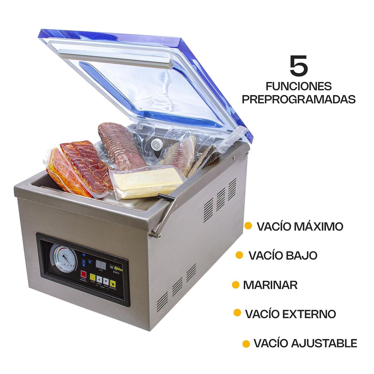 Empacadora Alto Vacío Rhino Evac8 27cm sellado 110v