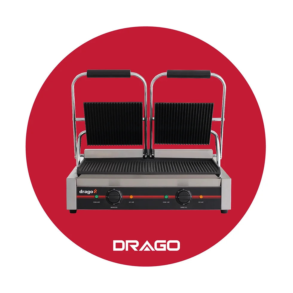 Paninera Asador Eléctrico Doble Drago GH813 3300W 110V