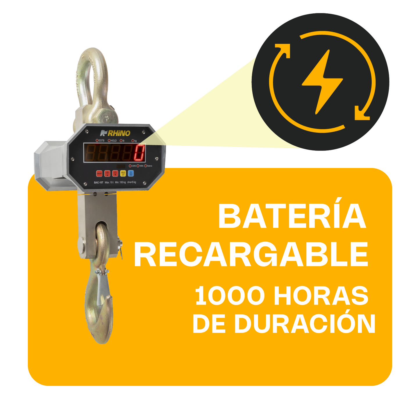 Báscula Electrónica Colgante 10 Toneladas Rhino Bac10t Precision 5 kg