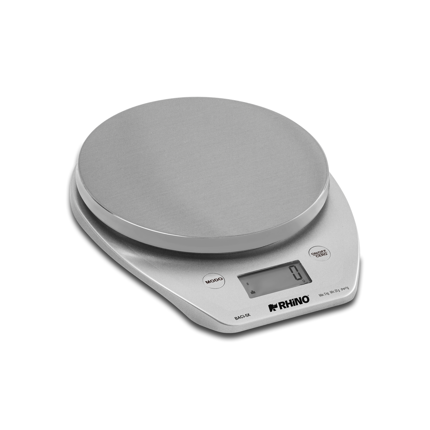 Bascula Digital Rhino De Cocina Baci5x 5kg Plato Acero Inox.