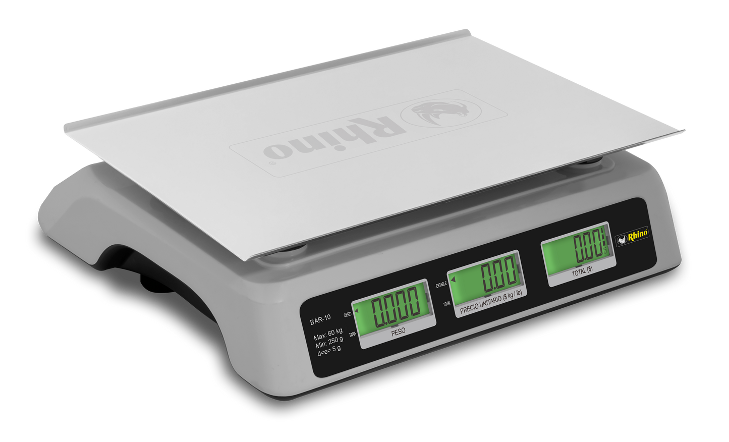 Báscula Digital 60kg Rhino Bar10 Plato Grande Con puerto USB Incluye cable Usb