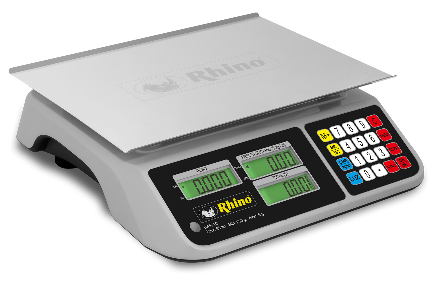 Báscula Digital 60kg Rhino Bar10 Plato Grande Con puerto USB Incluye cable Usb