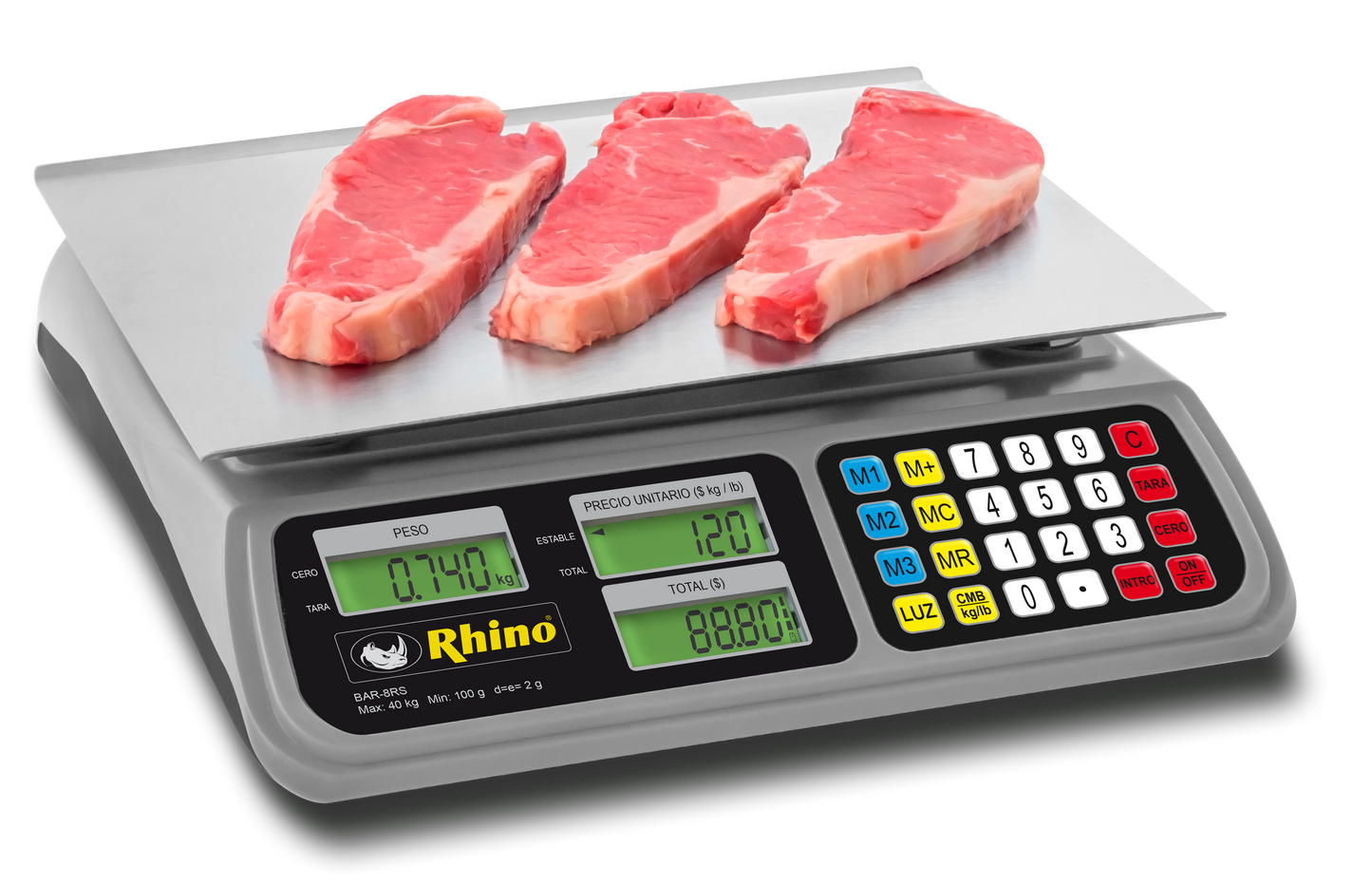 Báscula Digital Rhino 40kg 2g precisión Bar8 Rs Conexión USB