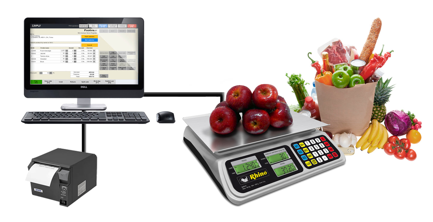 Báscula Digital Rhino 40kg 2g precisión Bar8 Rs Conexión USB
