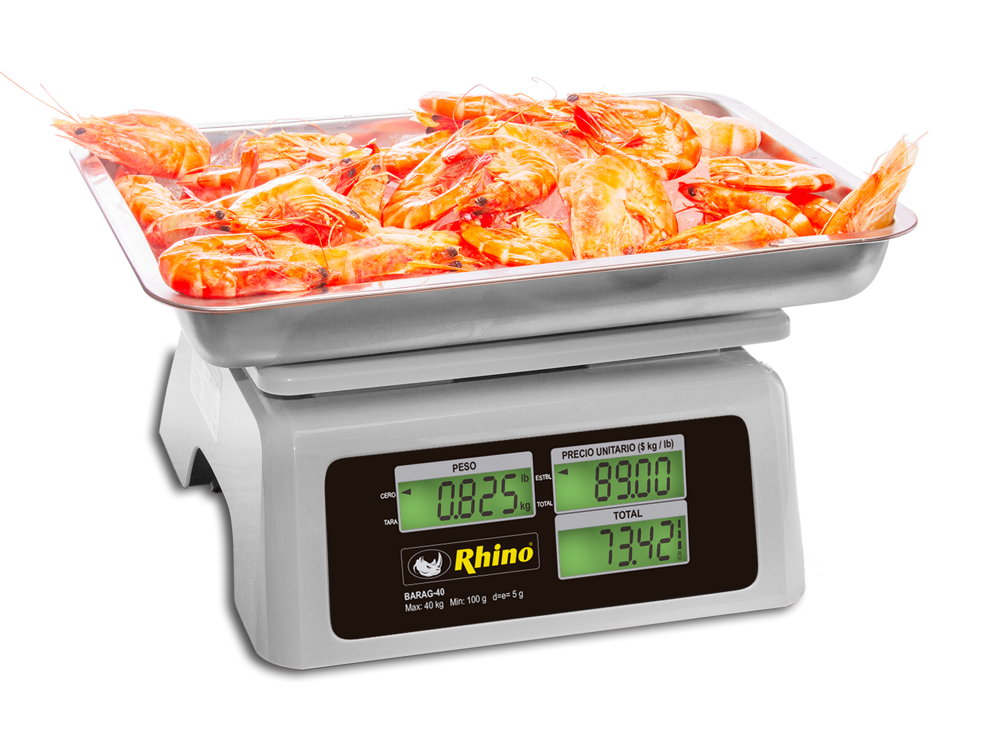 Bascula A Prueba Agua/plaga 40kg Rhino Barag40 Funciones de Caja Registradora