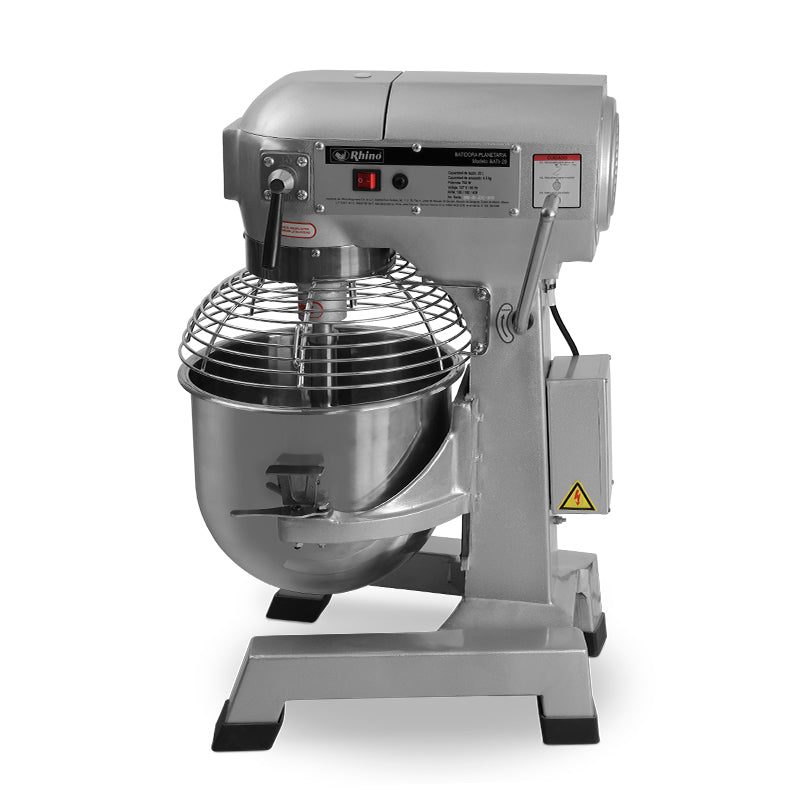 Batidora Planetaria Industrial Rhino Bati-20 Amasado 3.5kg 750W Globo, Paleta, Gancho