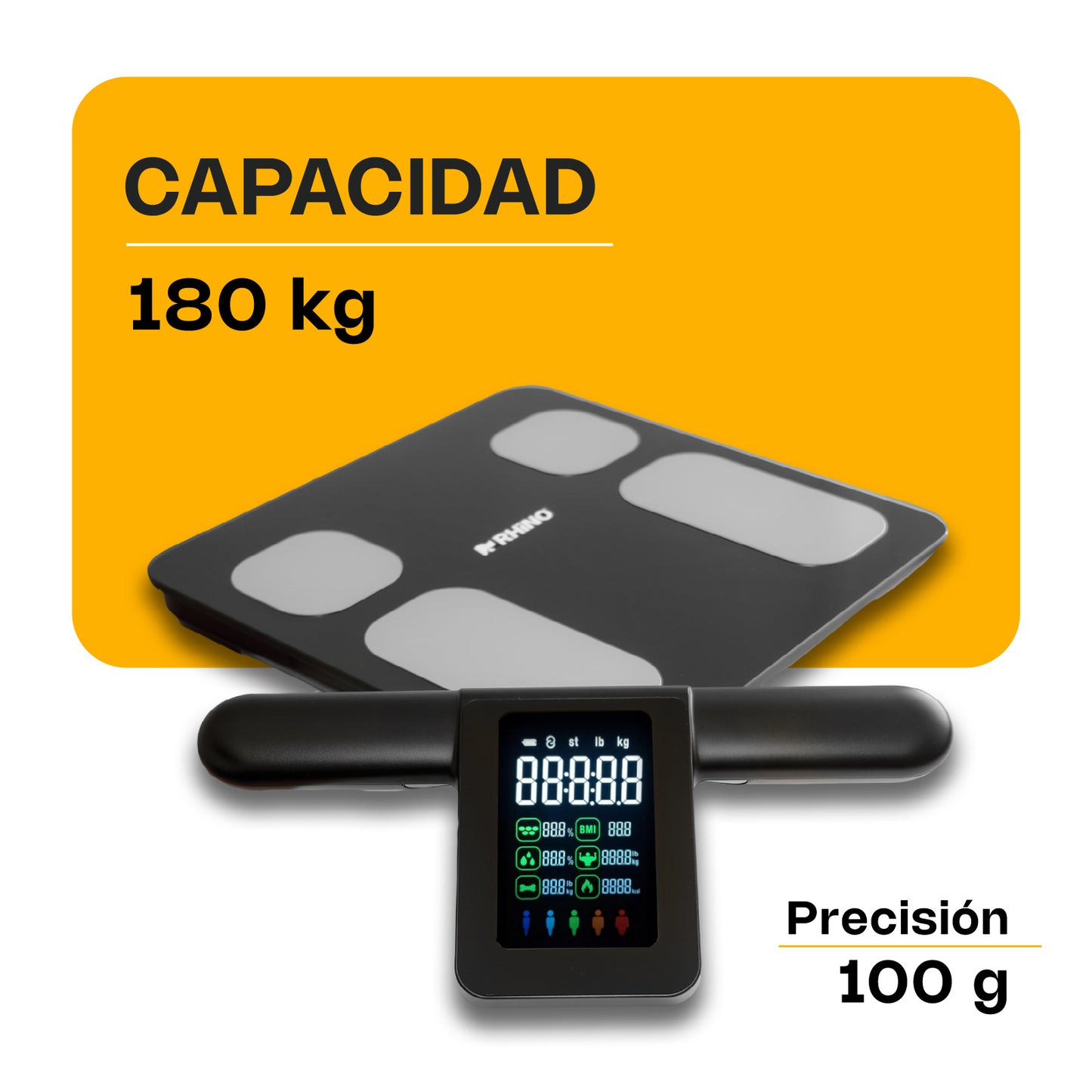 Bascula Digital Rhino BIOMA180 Corporal 8 Electrodos Bioma 180kg App