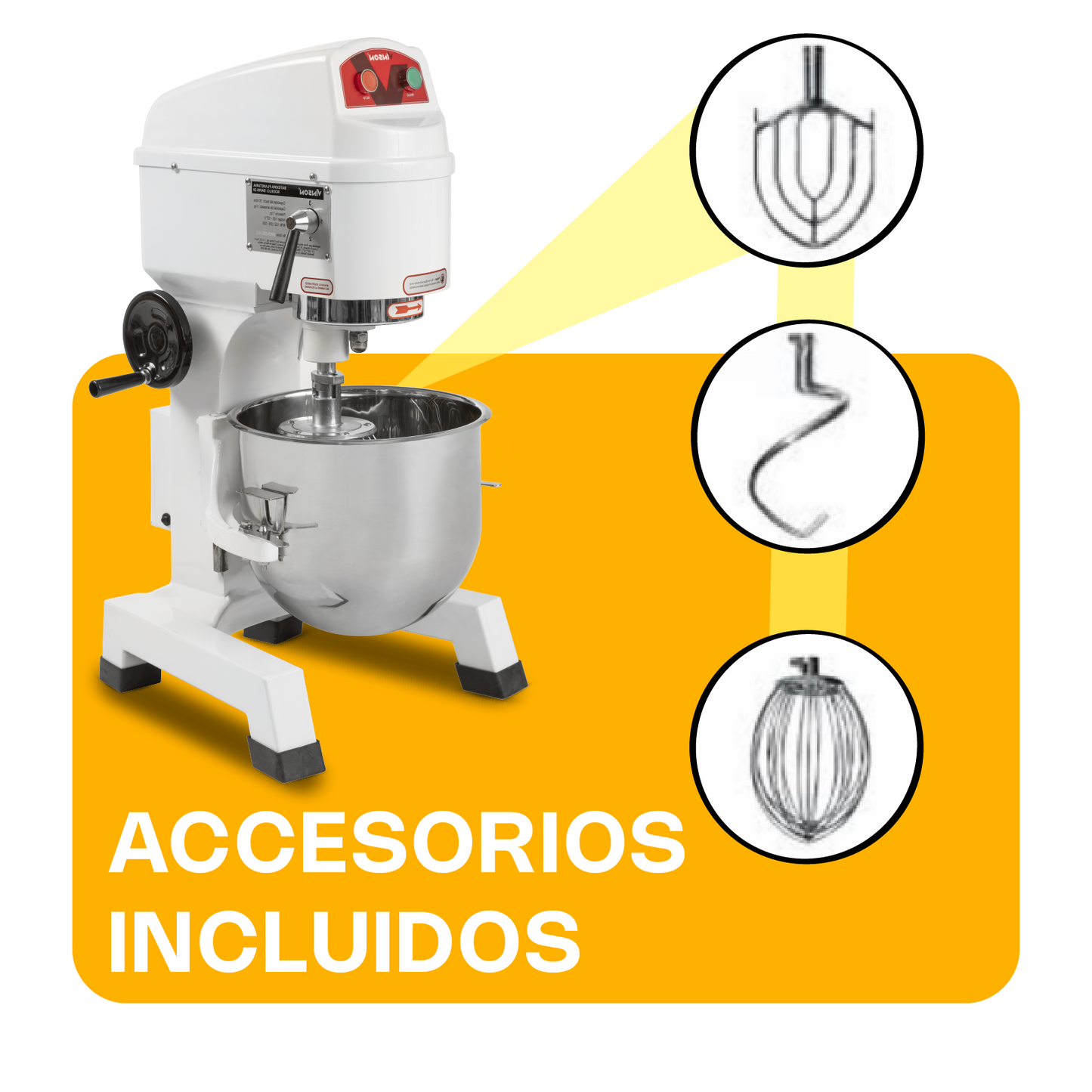 Batidora Planetaria Vinson 19,3 Lt Bavin20 3 Velocidades 3kg Amasado