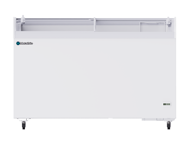Congelador Paletero Horizontal Metalfrio Chc400 Vidrio Curvo 2 Puertas