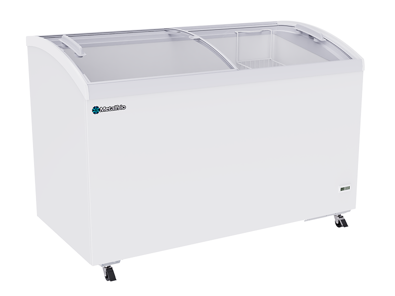 Congelador Paletero Horizontal Metalfrio Chc400 Vidrio Curvo 2 Puertas
