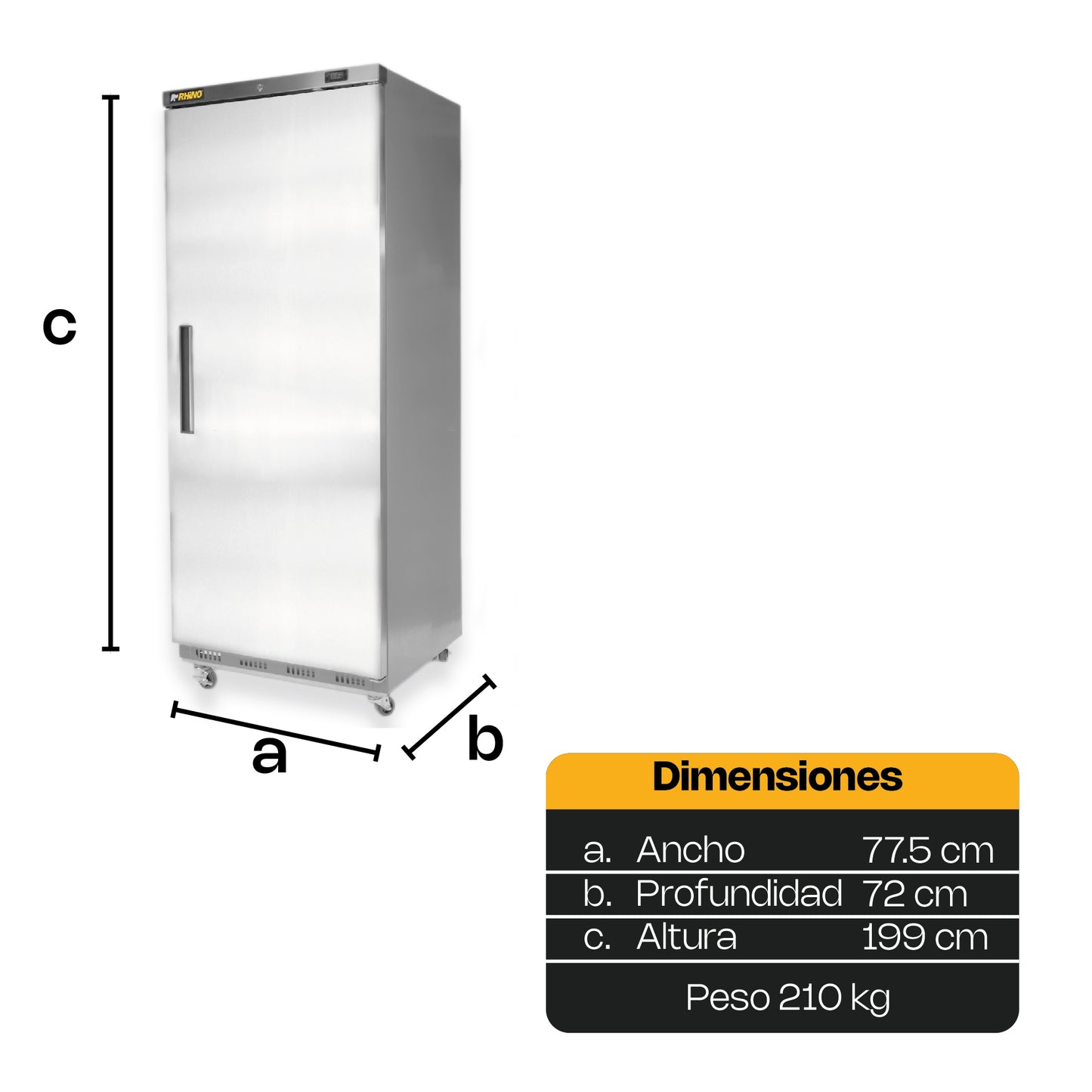 Congelador Vertical Rhino Convesol23 Color Gris 23pies -18°C a -22°C