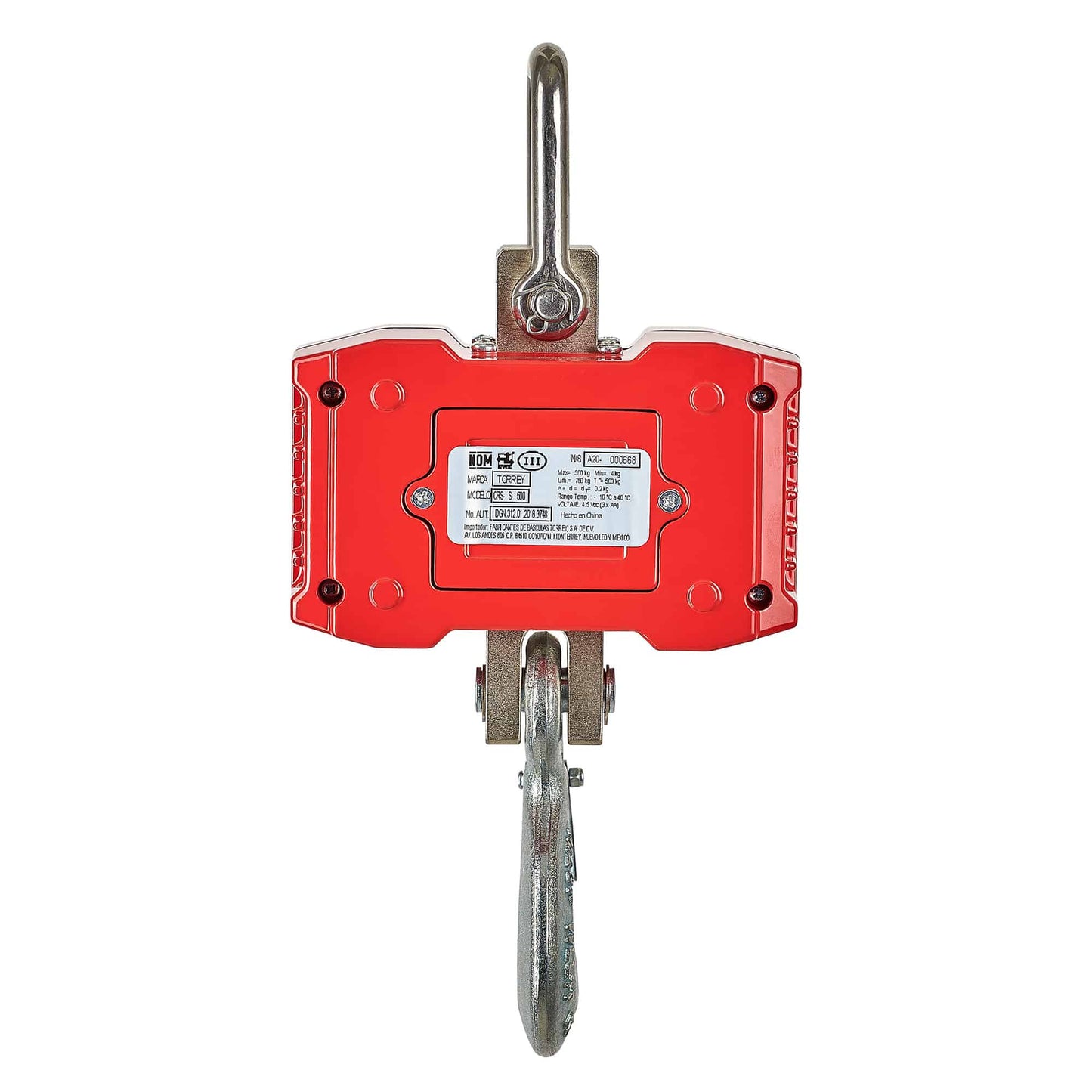 Báscula Digital Colgante Torrey Crs-500 Capacidad de 500kg Precisión 200g