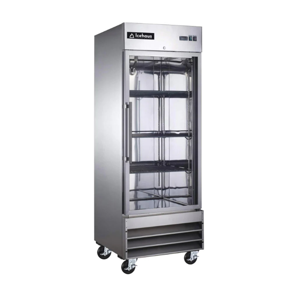 Congelador Vertical Comercial 1 puerta cristal CV1PCSS01 Icehaus 21 pies 110V rango temperatura -22° a -18°C