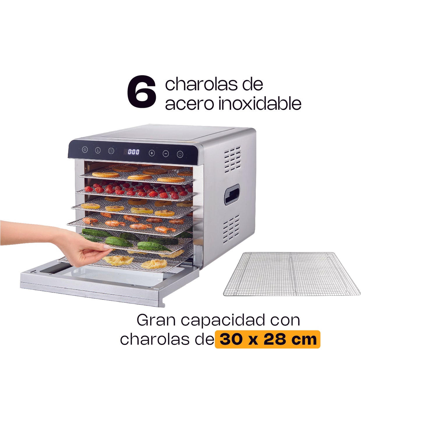 Deshidratador Alimentos Rhino Desali6 Charola 30x28cm 30 a 85°