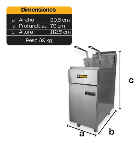 Freidora Rhino 24 Litros a gas LP FREI24LP 3 Quemadores