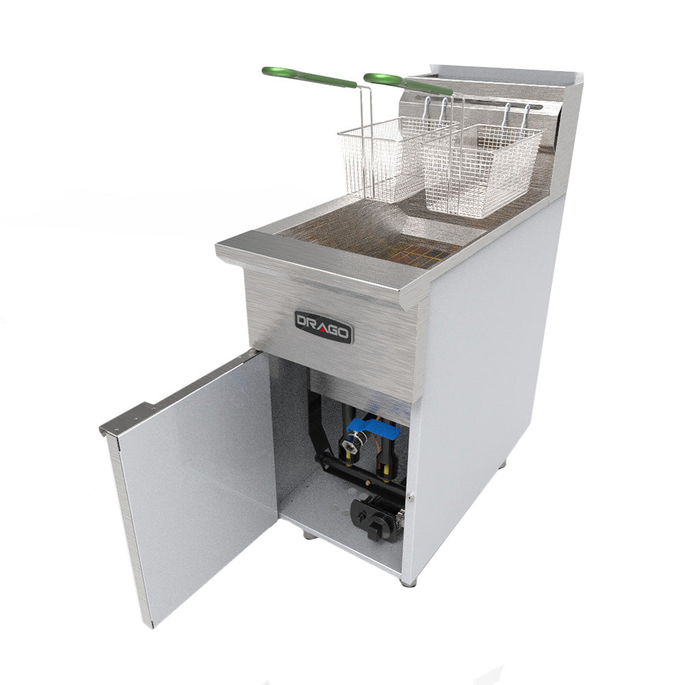 Freidora Comercial Gas LP Drago FG21RS Capacidad de 21 litros