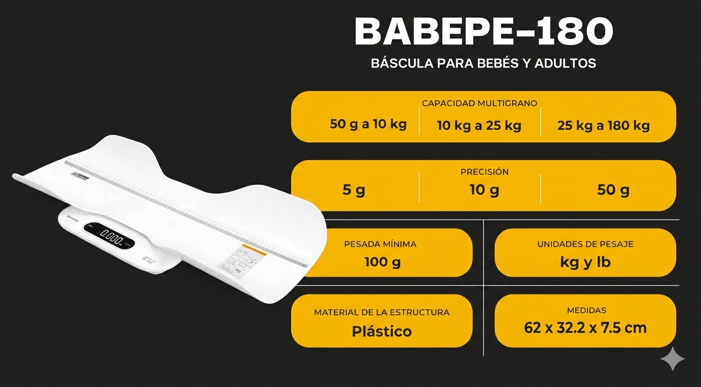 Rhino Báscula Multifuncional 2 En 1 Para Bebés/adultos 180kg Blanco