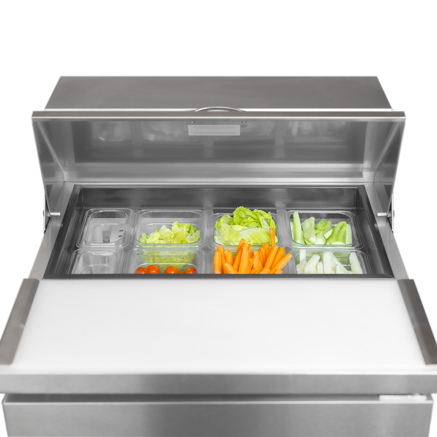Mesa Refrigerada Comercial para Preparación Rhino Mersal27 6.9pies 8 Insertos Rango Temp. 0 a 4 grados