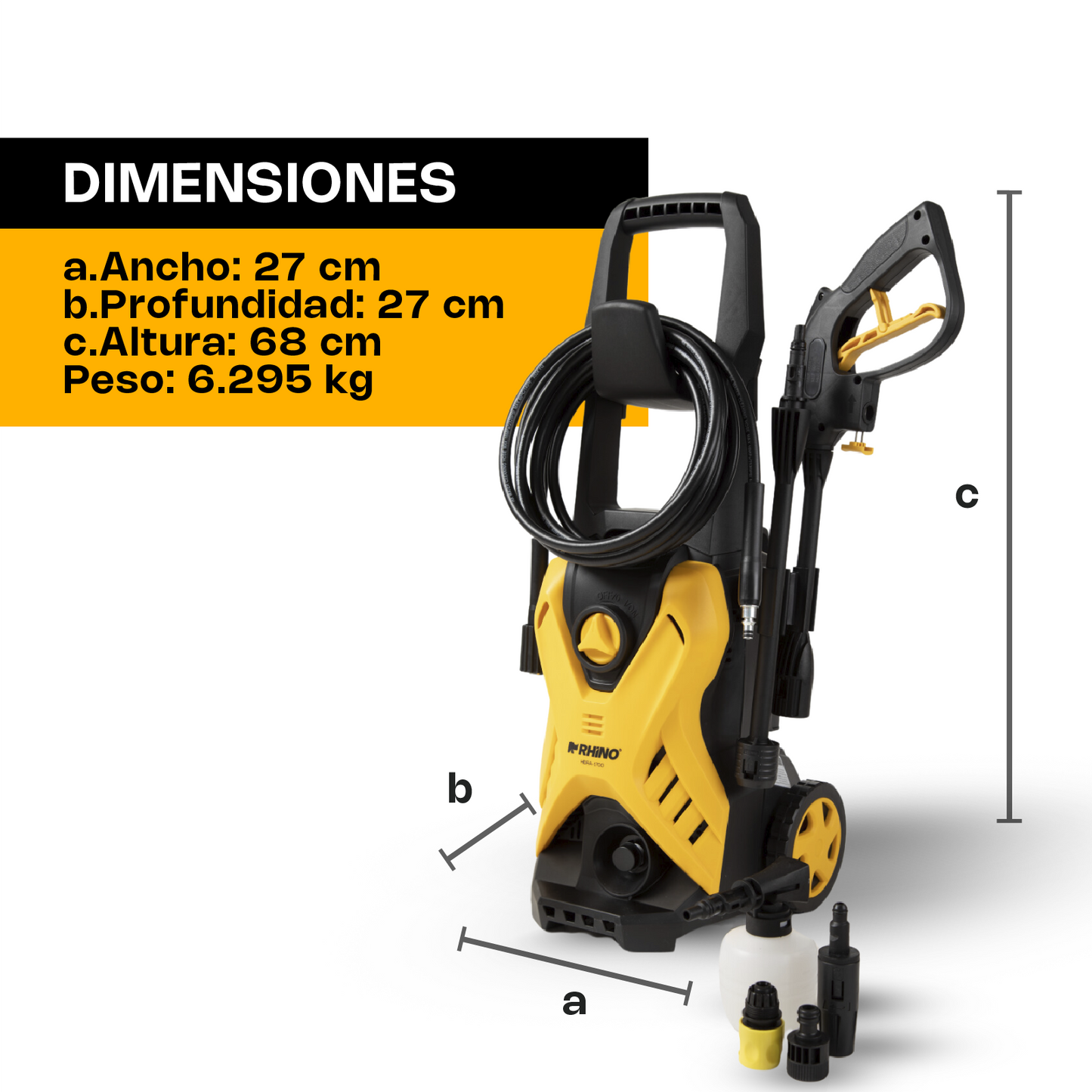 Hidrolavadora De Alta Presión Rhino 1700psi Hidra-1700 5 Lt