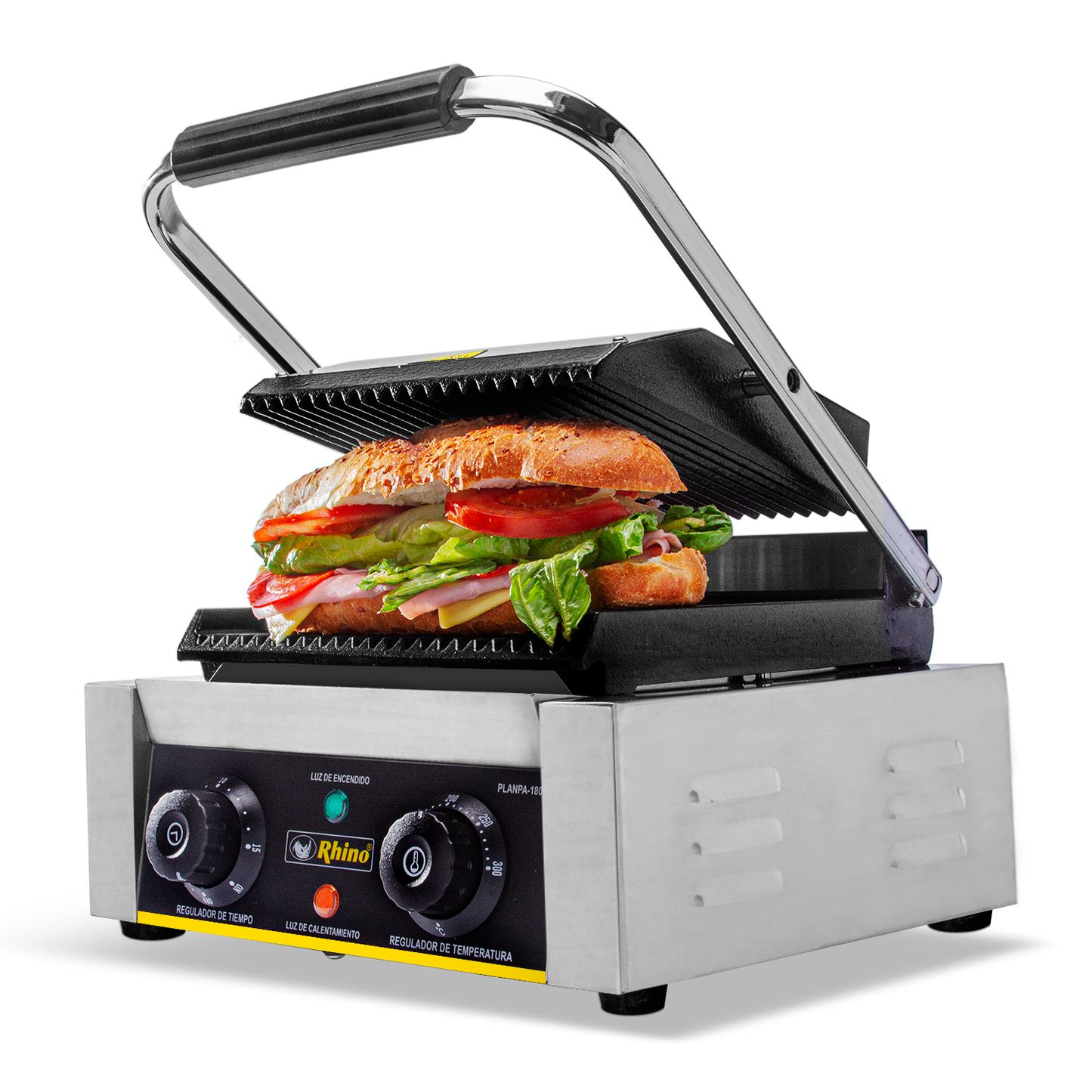 Plancha Panini Marca Rhino Planpa 1800W electrica