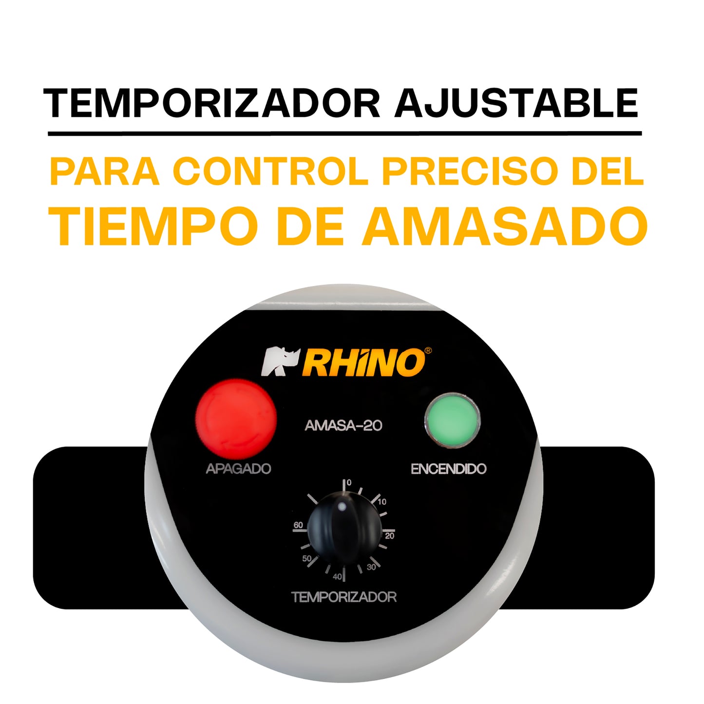 Amasadora Comercial Rhino Amasa20 Capacidad de 20 L o 12 kg de masa preparada