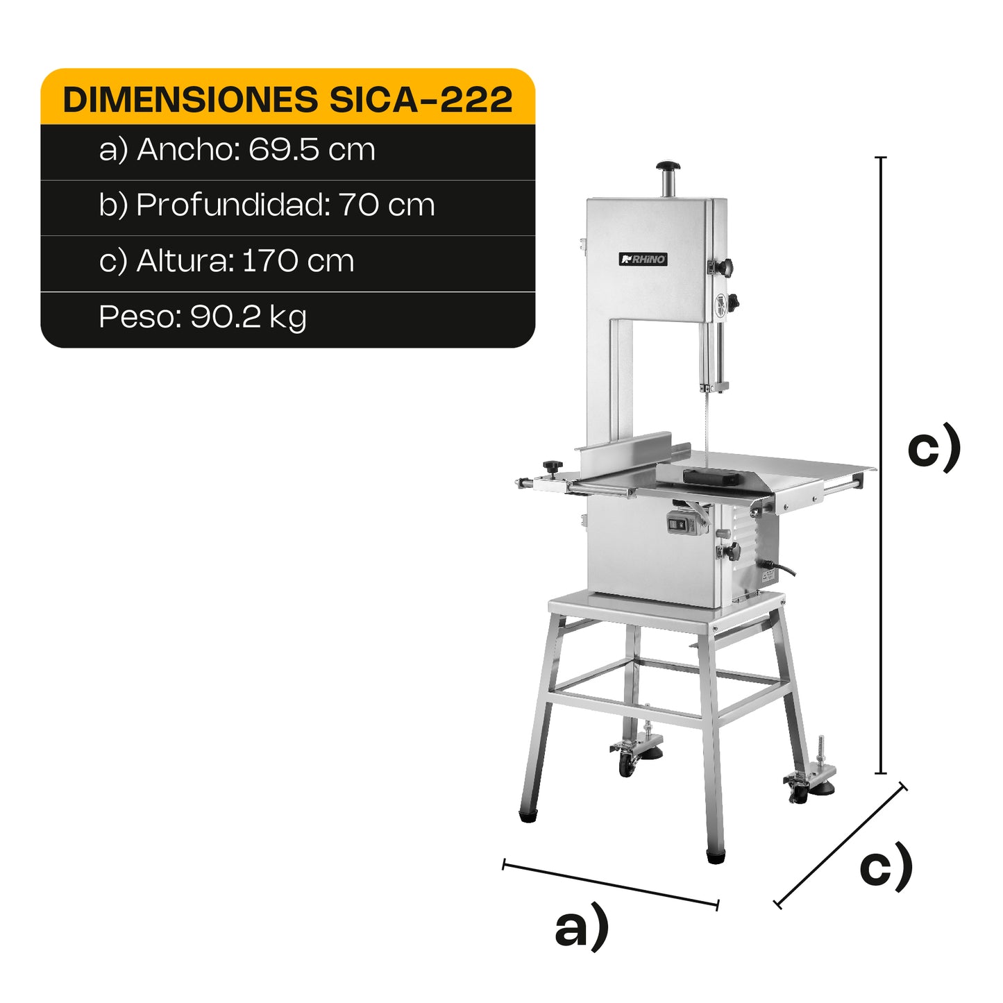 Sierra Para Carne Rhino Sica-222 110v A. Inox 2hp