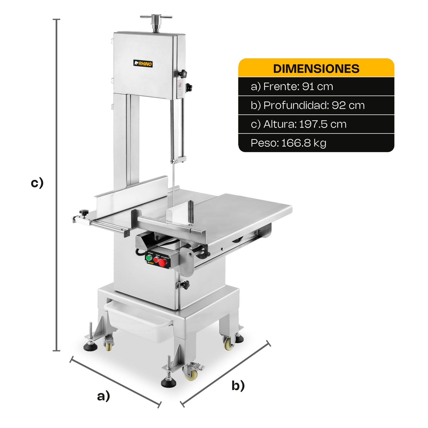 Sierra Carnicera Comercial Rhino Sica-295r 2hp Monofásica 115V