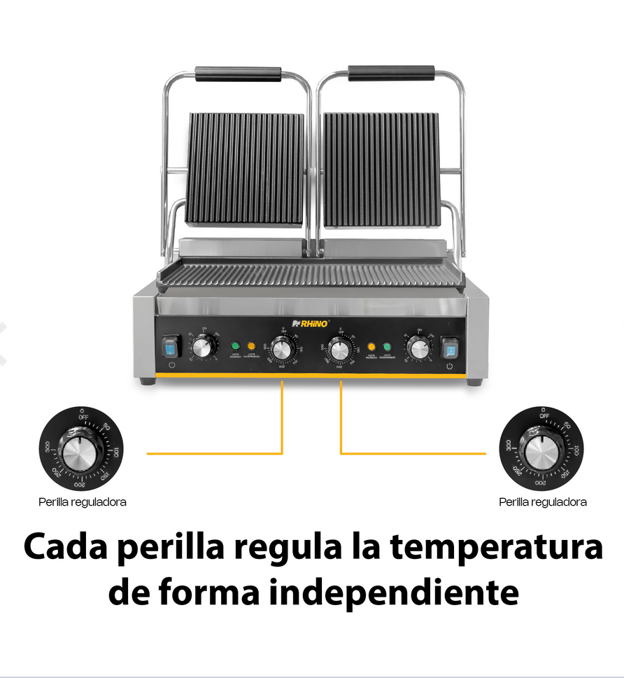 Plancha Panini Comercial Rhino Doble Parilla Planpa-3600w
