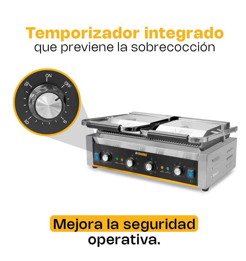 Plancha Panini Comercial Rhino Doble Parilla Planpa-3600w