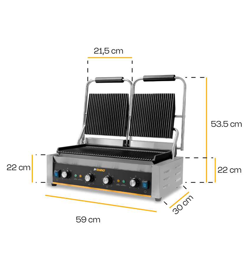 Plancha Panini Comercial Rhino Doble Parilla Planpa-3600w