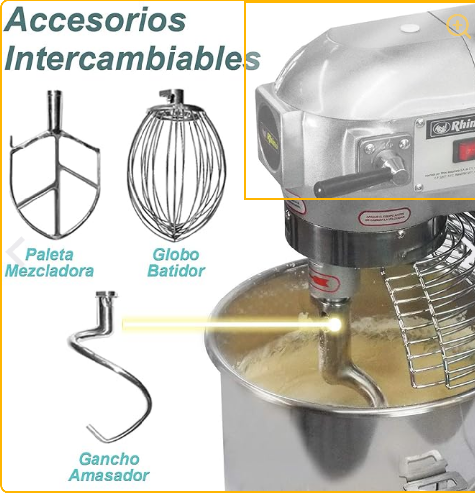 Batidora Planetaria 10 lt Rhino Bati10 3 Velocidades Amasa 1.5 kg
