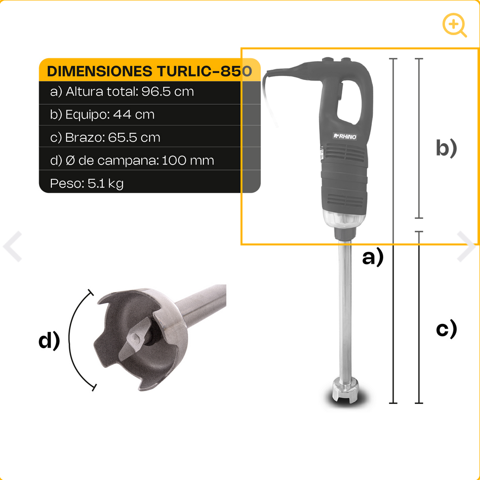 Turbolicuador Rhino Turlic-850 Capacidad 240L Brazo 52cm