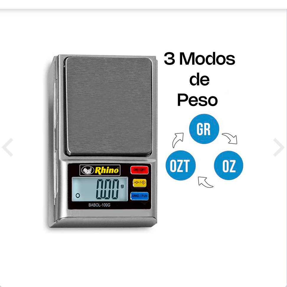 Bascula Electrónica de Bolsillo Rhino Babol100g Capacidad 100 g Precisión 0.01 g