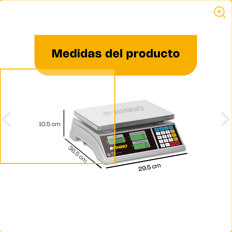 Báscula Comercial Digital Rhino Baco-30 30kg de capacidad, precisión de 1 gramo