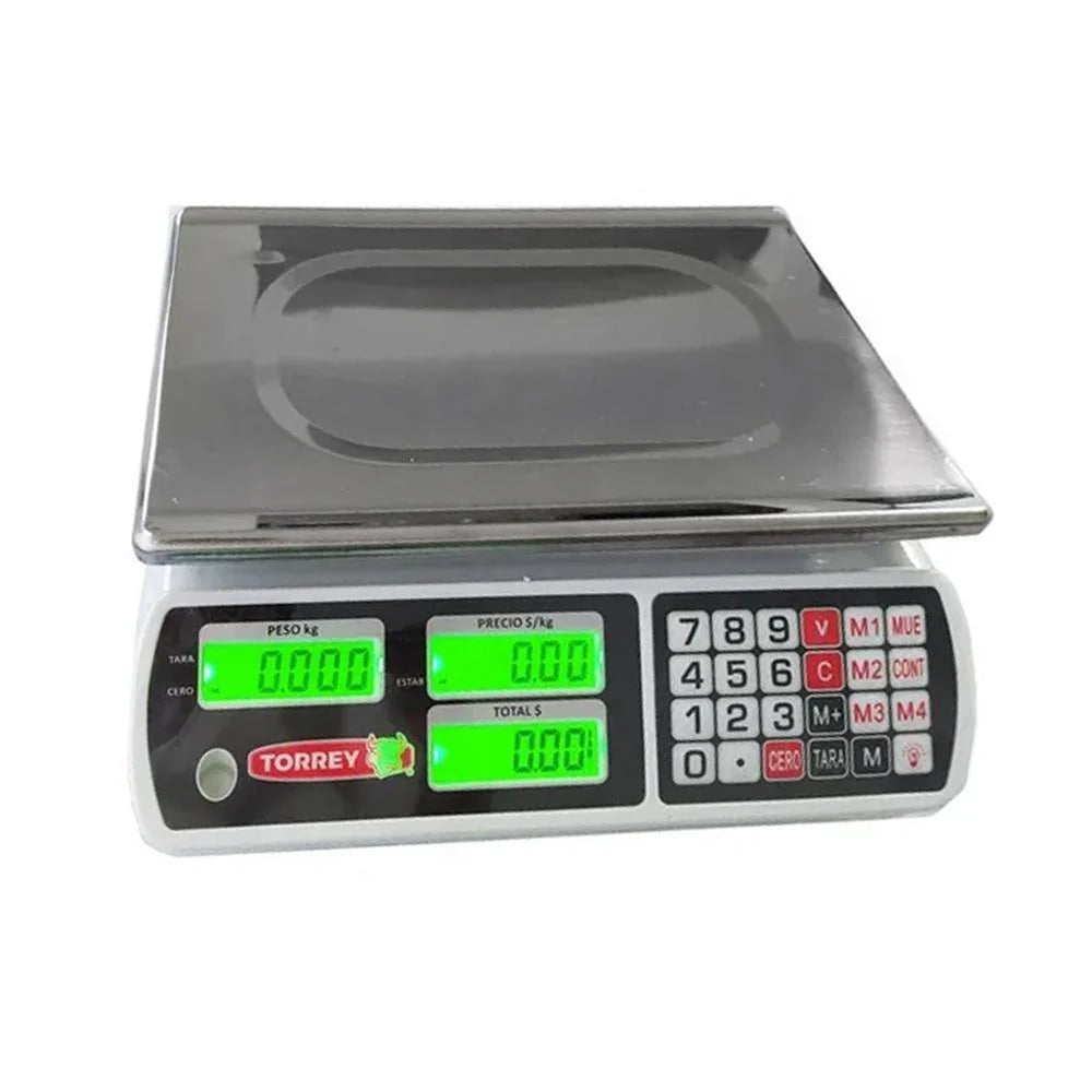 Báscula Digital Torrey SXE40 40kg precisión de 5g función peso precio pantalla iluminada batería recargable