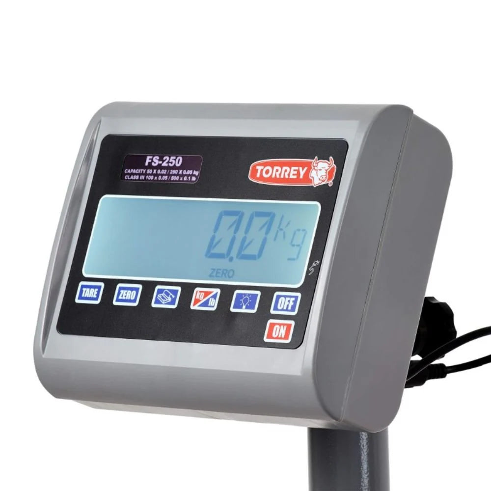 Báscula Digital Plataforma/Recibo Torrey Fs500 capacitad de 500kg Precisión de 50g Conexion a PC Batería recargable