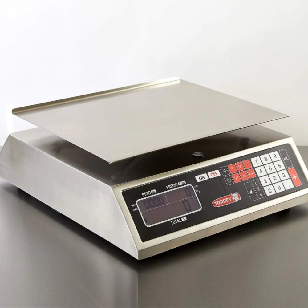 Báscula Digital Torrey MFQ-40 Capacidad de 40 kg Función peso precio y caja registradora Acero Inoxidable