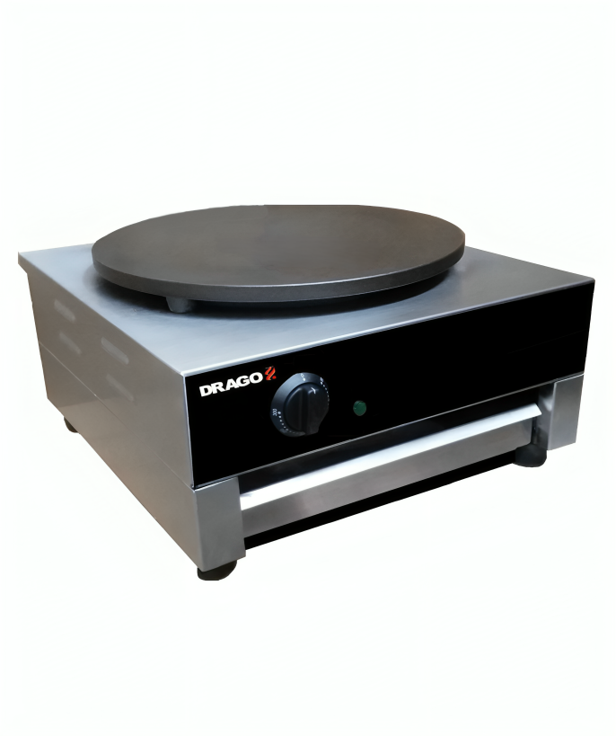 Crepera Sencilla Eléctrica Drago DE-1 30°C a 300°C Acero Inoxidable 110V 40cm diámetro