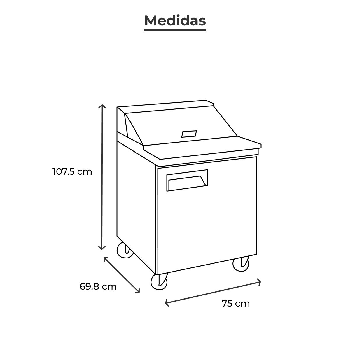 Mesa Refrigerada Torrey MFS-27 Capacidad 198.2 litros rango temperatura 0.5 °C a 4.5 °C