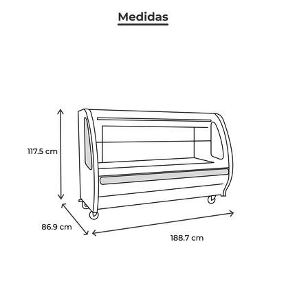 Vitrina Refrigerada Carnicera Torrey TEM200C Rango de Temperatura de - 5° a 0°C