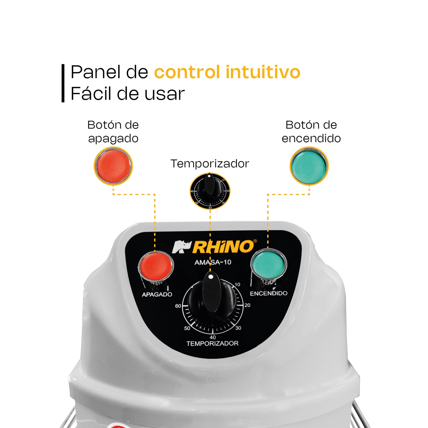 Amasadora Comercial Rhino AMASA 10 Litros 1 HP capacidad de amasado 4kg