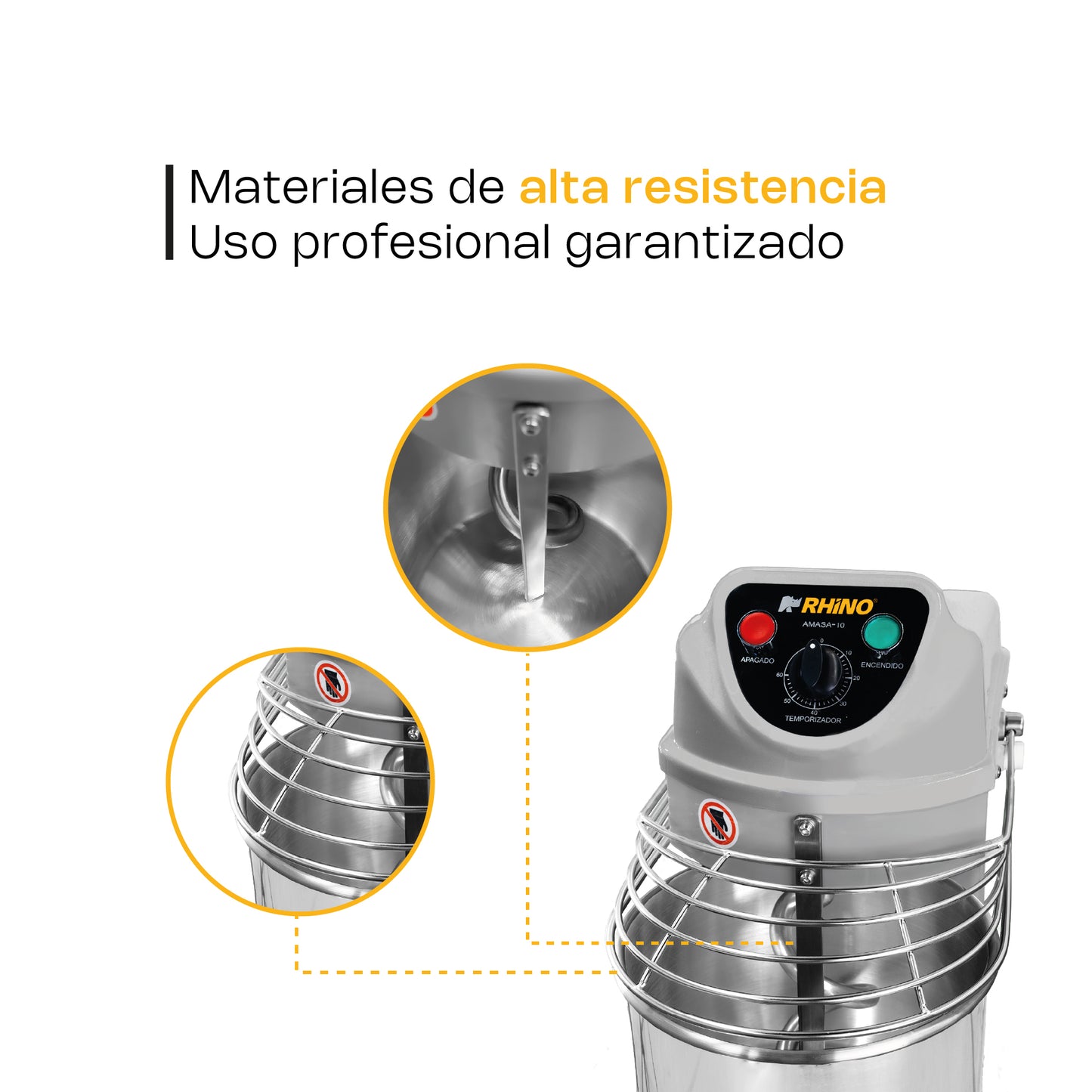Amasadora Comercial Rhino AMASA 10 Litros 1 HP capacidad de amasado 4kg